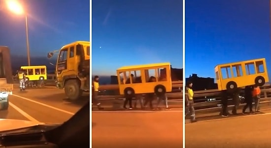 Otobüs Kostümü Giyerek Köprüden Yürüyerek Geçmeye Çalışan Ruslar