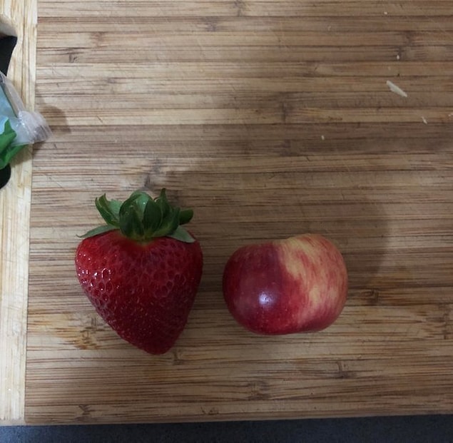 3. "Packing my daughters school lunch and the strawberries are bigger than the tiny apples I’ve bought."