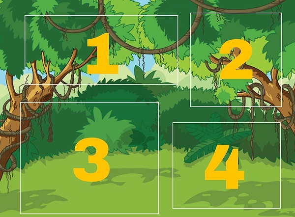 6. Где прячется животное в этих тропических зарослях?