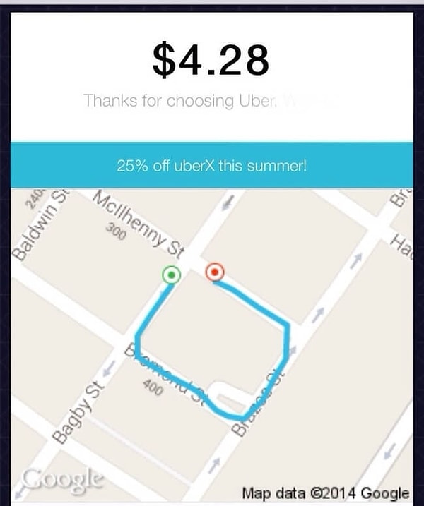 13. Когда пьяным заказываешь такси. Обратите внимание на карту и расстояние между пунктом А и пунктом Б, до которого можно было сделать пару шагов