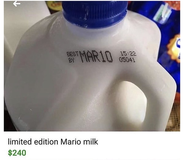 15. Эксклюзивный экземпляр молока из серии "Марио"