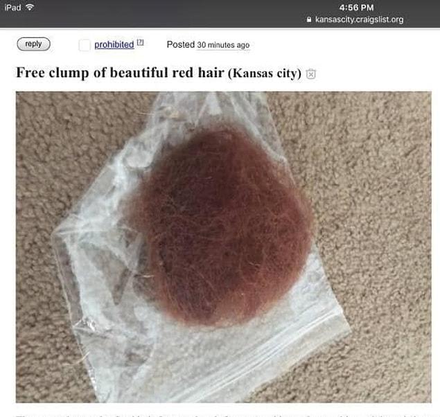 10. Free clump of beautiful red hair!