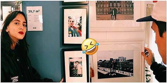 Пара заменила скучные икеевские фото на свои собственные прямо в магазине