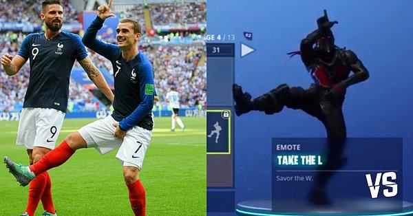 1. Fransız yıldız Griezmann bir Fortnite oyuncusu ve tutkunu attığı gollerden sonra yaptığı gol sevinçleri ise Fortnite hareketlerinden.