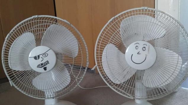 12. A guy drawn a face on a fan and found out that his girl did the same: