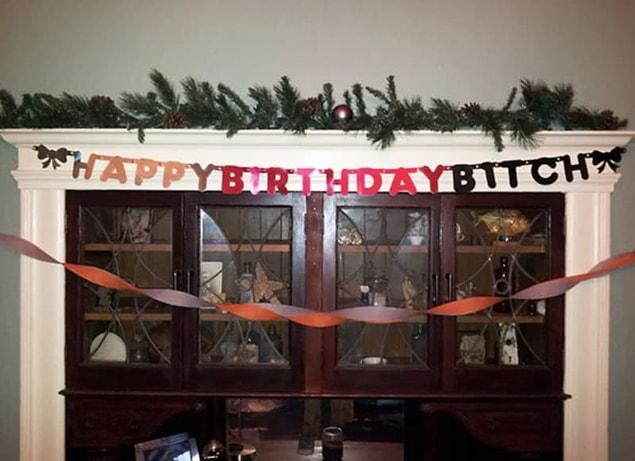 7. This one celebrates her husband's bday with a sweet banner: