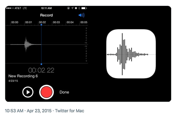 14. Бонус! Если записать слово "Apple" на диктофон в iPhone, то вы увидите, что изображение звуковой волны - это и есть иконка этого приложения!