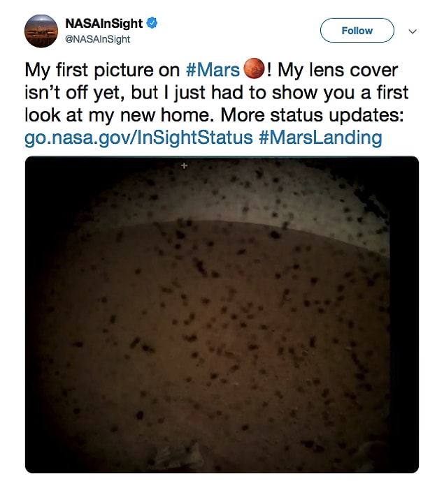 Nasa shared a photo of Mars which is taken by InSight.