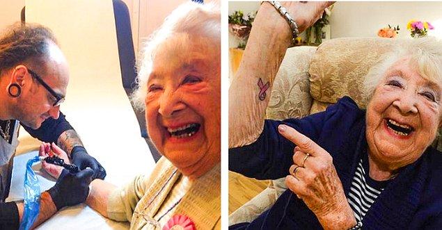 2. "Büyükannem kanseri yendi ve bu güzel haberi kutlamak için dövme yaptırdı."