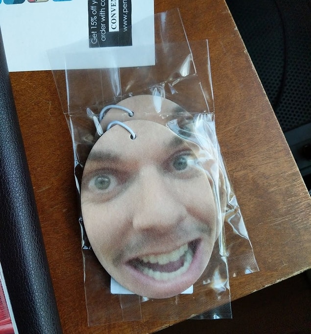 14. “My best friend forgot my birthday, so he sent me some air fresheners with his face on them to make up for it.”