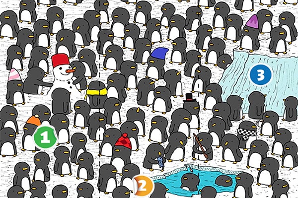 10. Видите пингвина с чашкой горячего чая?