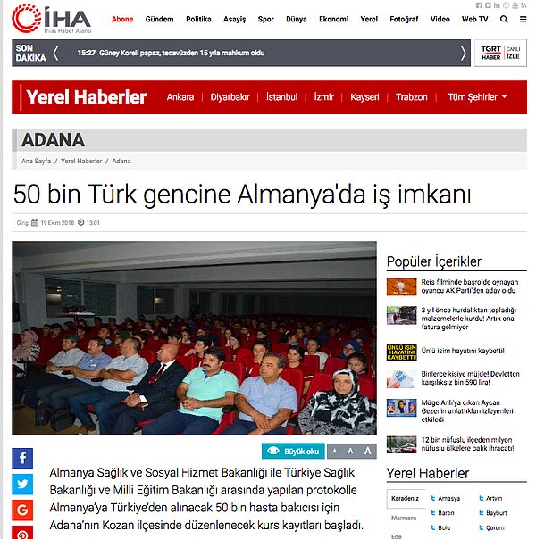 8. "Almanya’nın Türkiye’den 50 bin işçi alacağı iddiası."