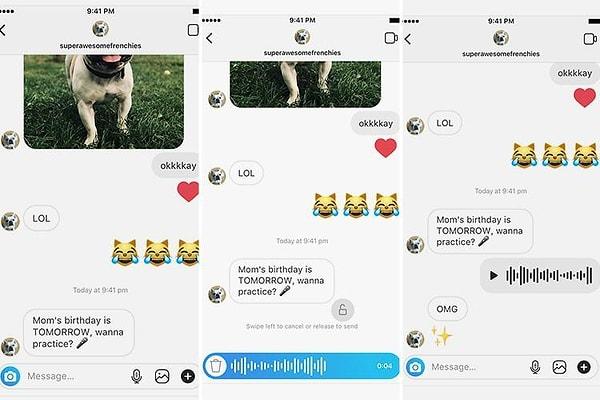 Instagram'a gelen yeni güncelleme ile birlikte kullanıcılar artık sadece ses dosyaları ile mesaj gönderebilecekler.