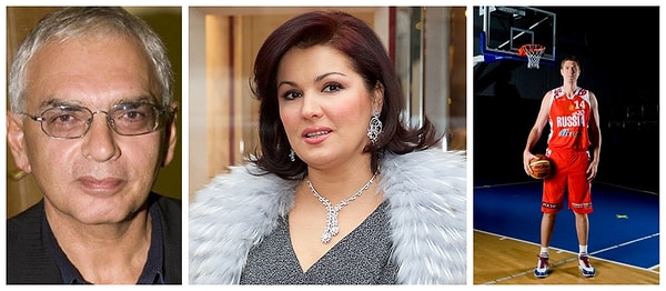 2. Режиссер Карен Шахназаров, оперная певица Анна Нетребко, чемпион Европы по баскетболу Алексей Саврасенко
