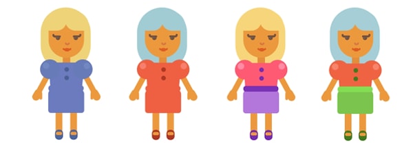 6. Каждая из 4-х девочек получила в подарок куклу. У Маши и Саши куклы с голубыми волосами, а у Ани и Оли - со светлыми. У Саши и Оли куклы одеты в платья, у Маши и Ани - в юбки и блузы. Вычислите хозяйку каждой куклы по порядку: