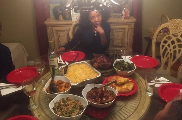 18. "My mom made everyone get out of her picture with the food cause “ain’t nobody help.”