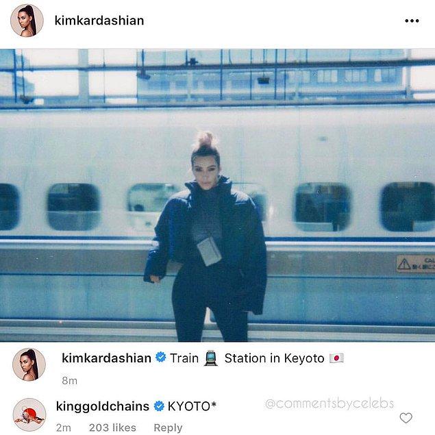 16. Kim Kardashian'ın Kyoto'yu yanlış yazması ve Tyga'nın düzeltmesi.