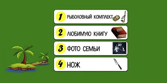 Тест: То, что вы возьмете с собой на необитаемый остров, раскроет скрытые черты вашего характера
