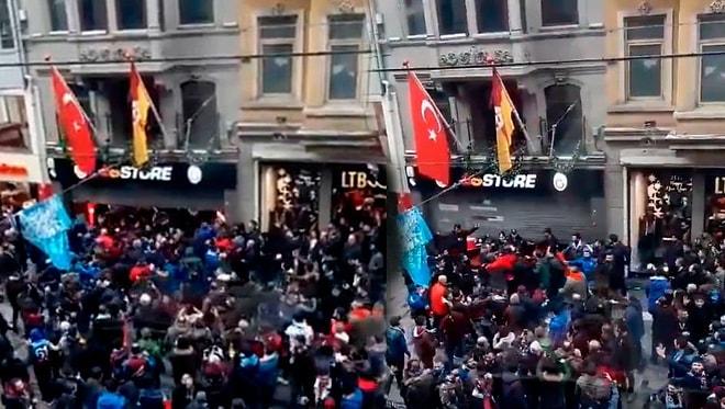 İstiklal Caddesi'ndeki GS Store Mağazasına Trabzonsporlu Taraftarlardan Saldırı