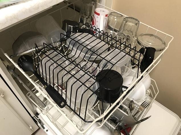 1. Use your dish rackupside-down so you can place more items easily: