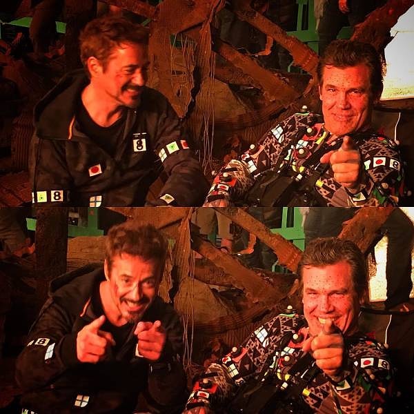 1. Танос создал всем немало проблем, но это не помешало Роберту Дауни-младшему и Джошу Бролину повеселиться на съемках «Мстители: Война бесконечности».