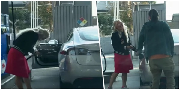Elektrikli otomobili benzinle doldurmaya çalışan sürücünün videosu sosyal medyada viral oldu Elektrikli otomobili benzinle doldurmaya çalışan sürücünün videosu sosyal medyada viral oldu