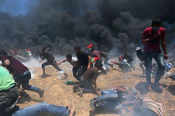 İsraillilerin açtığı ateşte can veren 58 Filistinli.