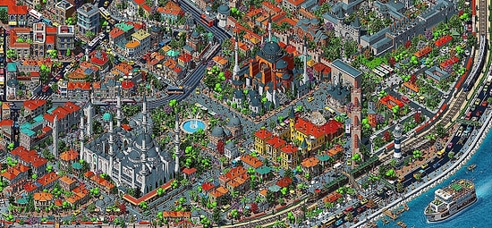 Tarık Tolunay'ın Tüm Detaylarıyla İstanbul'u Çizdiği 200 Milyon Piksellik İllüstratif Harita: Fractal İstanbul