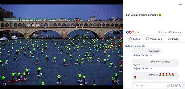 8. "Fotoğrafın Seine Nehri üzerinde eylem yapan ‘Sarı Yeleklileri’ gösterdiği iddiası."