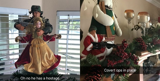 Ни с места: Парень добавляет к рождественским украшениям солдатиков, и, кажется, это то, чего не хватает всем нам