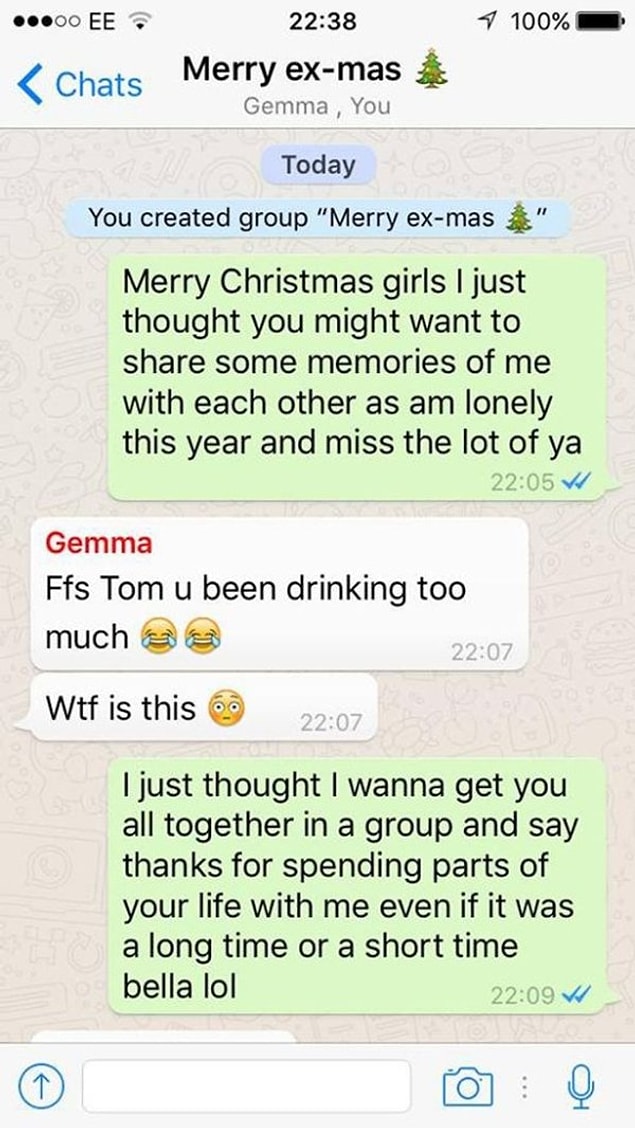 A man goes by the name of Tom, who feeling lonely, formed a WhatsApp chat with his ex-girlfriends!