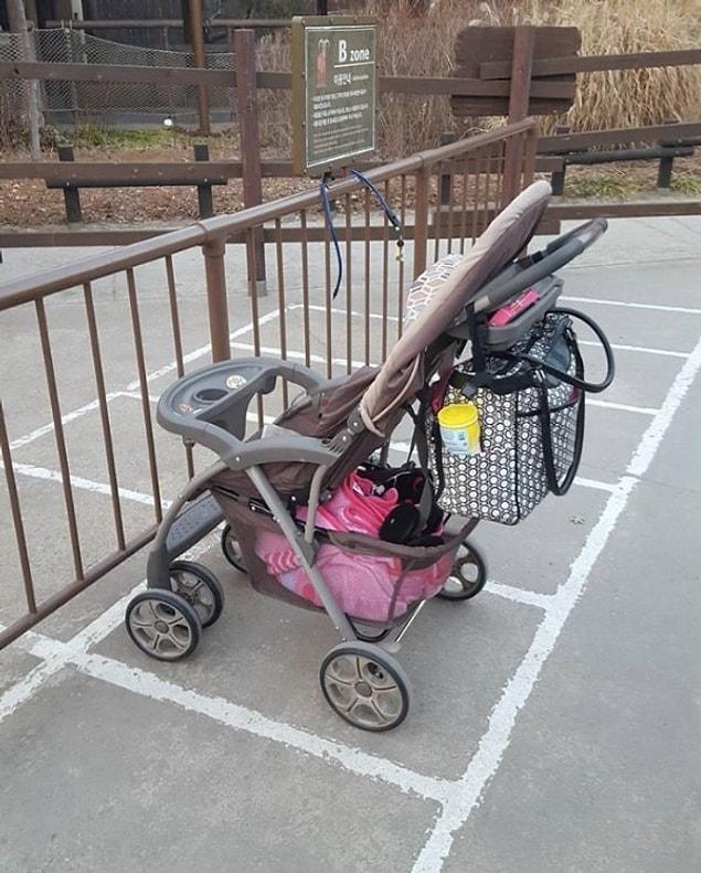 15. They have a parking lots for baby strollers.