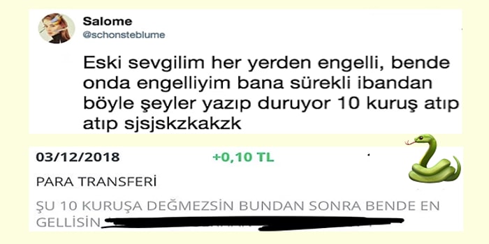 Her Yerden Engellenince Mesajlarını Para Transferi Yaparak Gönderen Eski Sevgili