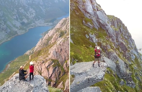 Norveç'in Muhteşem Güzelliği Altında Evlilik Teklifi Yaparak Çıtayı Arşa Çıkaran Adam