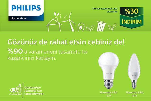 Eski ampullerinizi %90’a varan enerji tasarrufu sağlayan Philips LED ampullerle değiştirin. Gözünüz de rahat etsin cebiniz de!