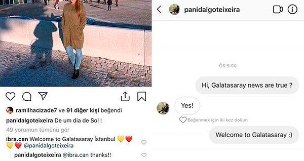Oyuncunun eşi de Instagram yorumlarında ve mesajlaşmalarında Galatasaray transferini doğruladı.