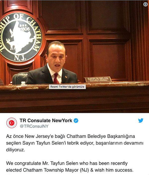 New York’taki Türkiye Konsolosluğu’nun geçen cuma günü attığı tweet, bir Türk’ün ABD’deki başarı hikâyesini herkese duyurdu.