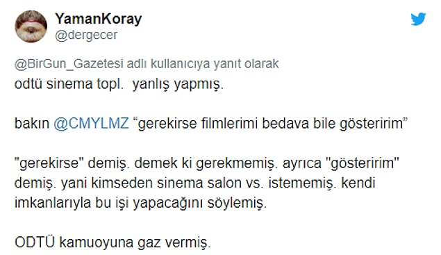 ODTÜ Sinema Topluluğu'nun bu açıklaması sonrası sosyal medyadan da farklı yorumlar geldi...