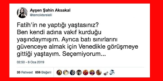 Fatih'in Ne Yaptığı Yaştasın?