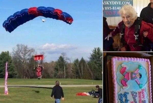 1. "Olduu!! 101 yaşındaki büyükannem, skydive yapan en yaşlı kadın oldu ve dünya rekoru kırdı!"