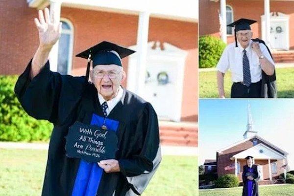 2. "88 yaşındaki mezunumuz Reverend Horace Sheffield'ı tebrik ediyoruz. Bu cuma günü gerçekleşecek törende diplomasını alacak!"