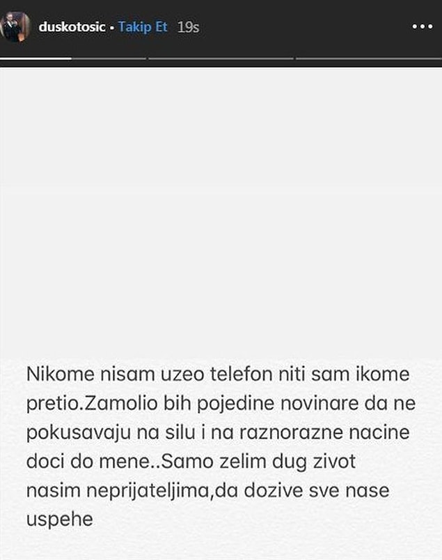 Tüm bu iddiaların ardından Tosic ailesi, konuyla ilgili bir mesaj yayımlayarak dedikoduların asılsız olduğunu duyurdu.