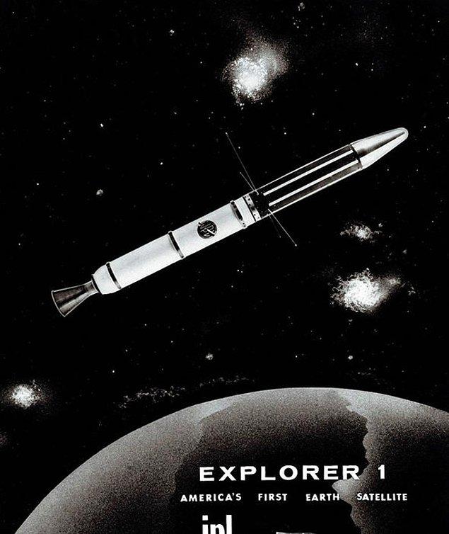 16. 1 Şubat 1958'de başlatılan "Juno I" roketi "Explorer 1"i yörüngeye sokuyor.