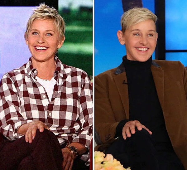 6. Американская телеведущая Эллен Дедженерес тоже ни капли не изменилась и даже руку держит точно так же