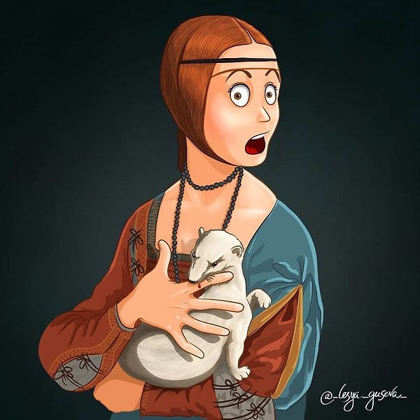 2. Даме было сложно позировать, потому что горностаю не сиделось вообще