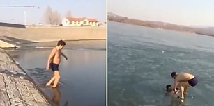 Buz Kütlesinin Altından Yüzerek Geçmeye Çalışan Adamın İzlerken Boğulmanıza Neden Olacak Görüntüleri!