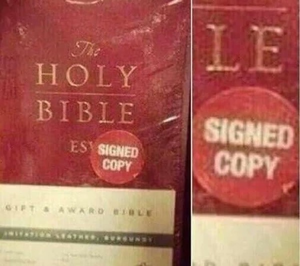 10. Гениальный маркетинговый ход: "Библия. Подписанная копия". Подписанная? ЧТОООО?!