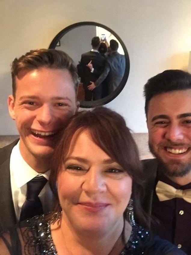 17. "My mom wanted a selfie of her sons at our sisters wedding!"