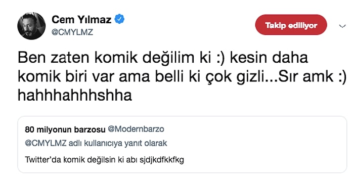 Dün Gece Twitter'ı Kırıp Geçiren Cem Yılmaz'ın Gelen Sorulara Verdiği Birbirinden Efsane Cevaplar