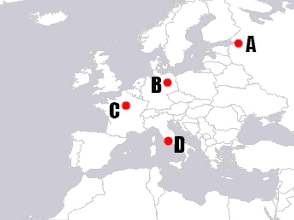 11. Совсем простой вопрос: в какой точке на карте расположен Государственный Эрмитаж?